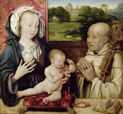 The Virgin and child worshipped by St. Bernard (detail) by Joos van Cleve